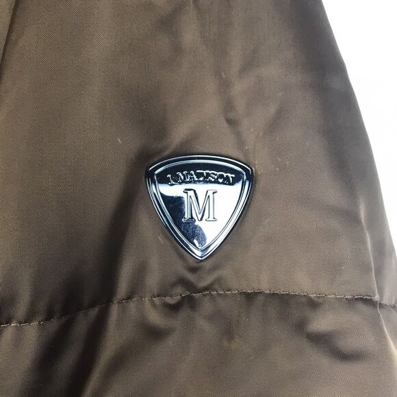 1 Madison Parka Down Puffer Cognac Brown Hooded Pockets Medium FLAW - Picture 4 of 15